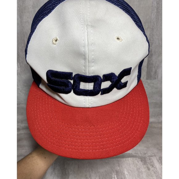 VINTAGE Chicago White Sox Hat Cap Snap Back Mens Red White Blue MLB Baseball 90s - Picture 5 of 12